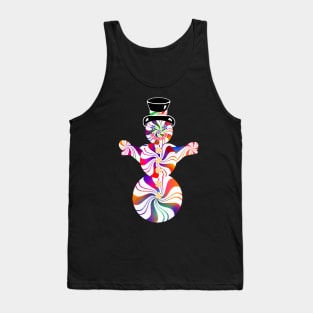 Cute Rainbow Peppermint Holiday Snowman Tank Top